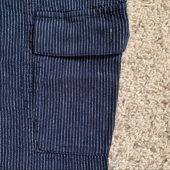 Cropped linen pinstripe elastic waist cargo pants XL - Picture 5 of 6